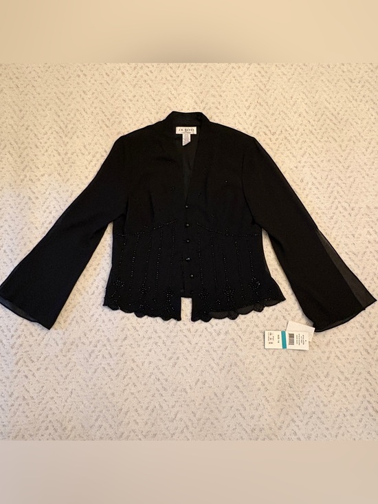 Jr Nites Jackets & Blazers - Caliendo Black Evening Cocktail Dress Jacket NEW Womens Size 16 Large Beaded